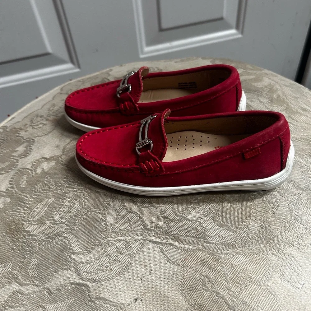 Marc Joseph New York Grand Street Red Suede Loafers with Silver Bit Hardware